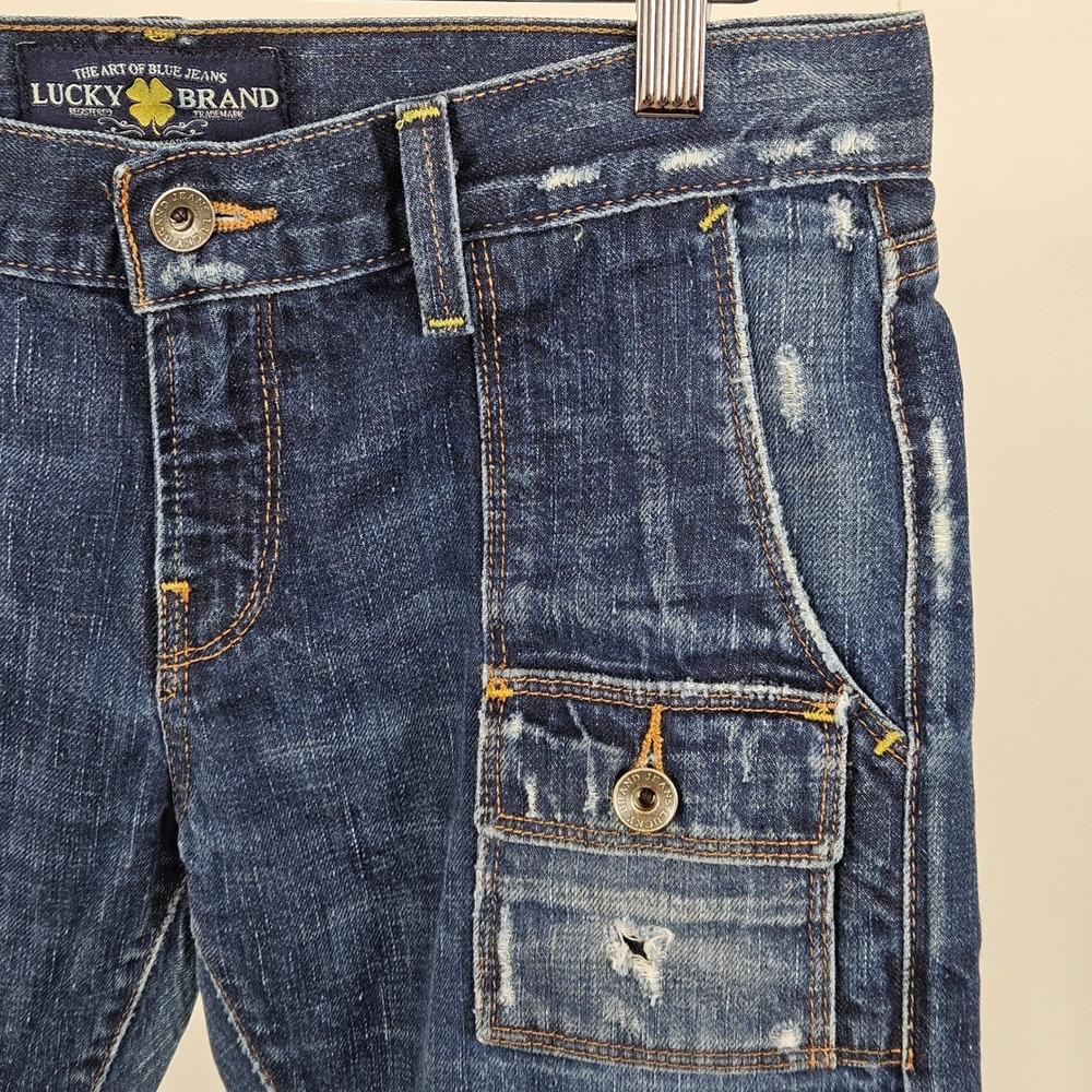 Lucky Brand Porkchop Ankle Crop Jeans Womens 2/26 Blue Good Distressed - Picture 16 of 16